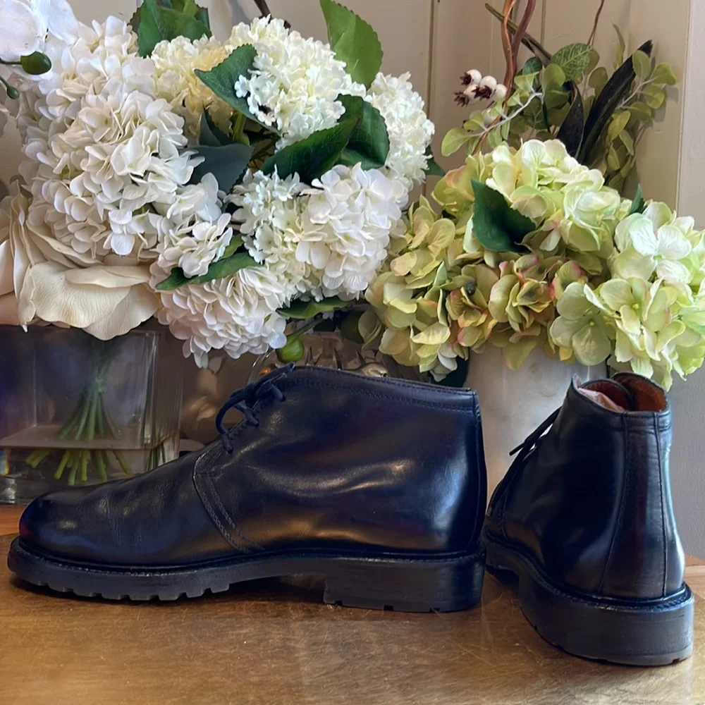 Vintage Bruno Magli Lug Sole Chukka Boot in Black Leather